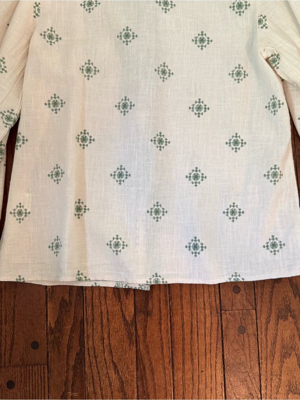 Francesca Bettini Linen/Cotton Cream Long Sleeved Boho Summer Button-up Blouse - Picture 8 of 11